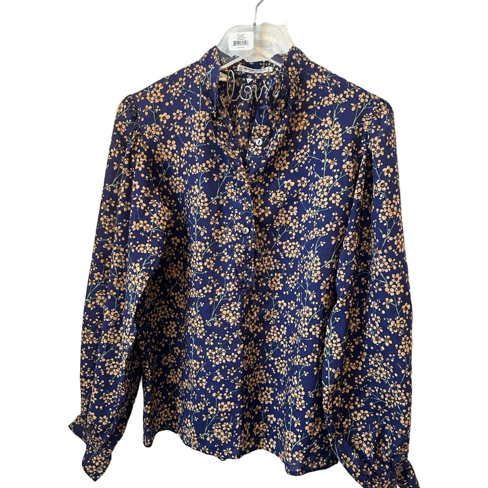 Saint Laurent Paris Floral Print Blouse EUC